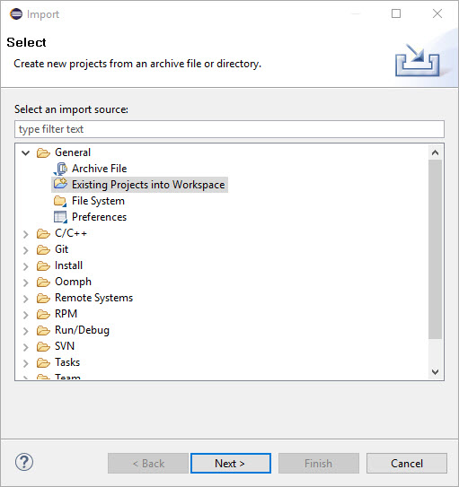 System Workbench import1